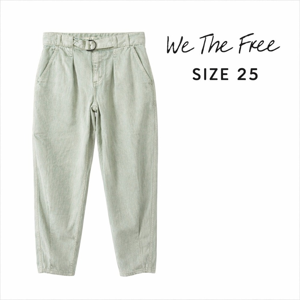 Free People We The Free Paloma Slouchy Belted Pants Size 25 Sage Green High Rise
